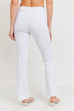 WHITE HIGH RISE SKINNY FLARES WITH RAW HEM-Just USA-Sissy Boutique