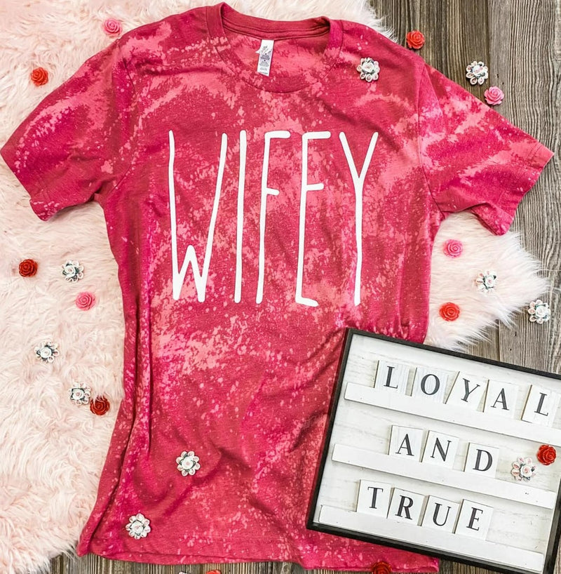 WIFEY RASPBERRY BLEACHED GRAPHIC TEE-Sissy Boutique-Sissy Boutique