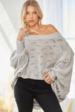 Oversized Dolman Sleeves Light Grey Sweater-Andrée by Unit-Sissy Boutique