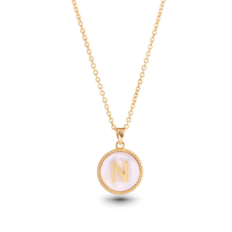 Amanda Blu - Gold Mother of Pearl Initial Necklace - N - 18K Gold Dipped Amanda Blu
