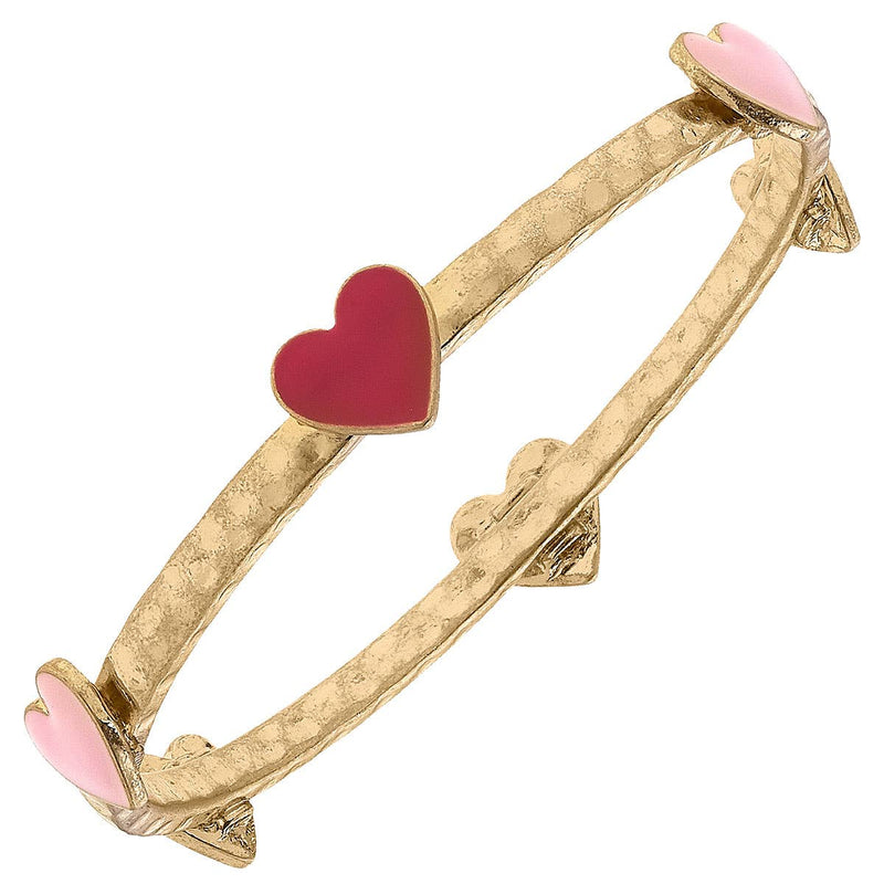 CANVAS STYLE - CLAUDIA ENAMEL HEART BANGLE IN PINK & FUCHSIA-Canvas Style-Sissy Boutique
