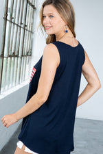 Navy USA Flag Pocket Patch Tank Top (Plus) Sissy Boutique
