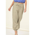 PAUSE AND REFLECT HIGH WAIST OLIVE PANTS WITH ELASTIC ANKLE-HYFVE-Sissy Boutique