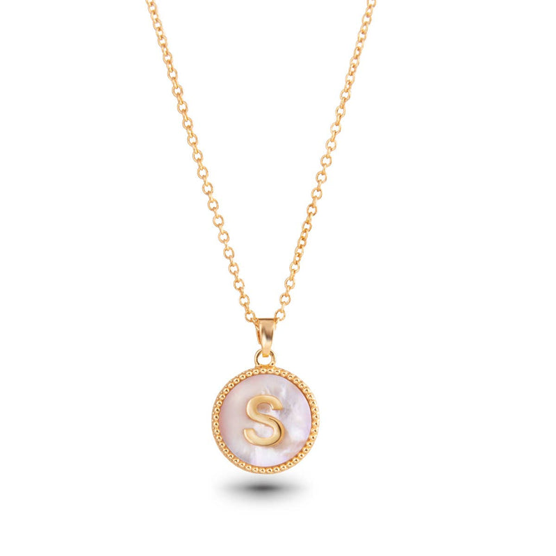 AMANDA BLU - GOLD MOTHER OF PEARL INITIAL NECKLACE - S - 18K GOLD DIPPED-Amanda Blu-Sissy Boutique