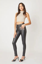 Kan Can - Black Faux Leather Super High Rise Skinny Kan Can