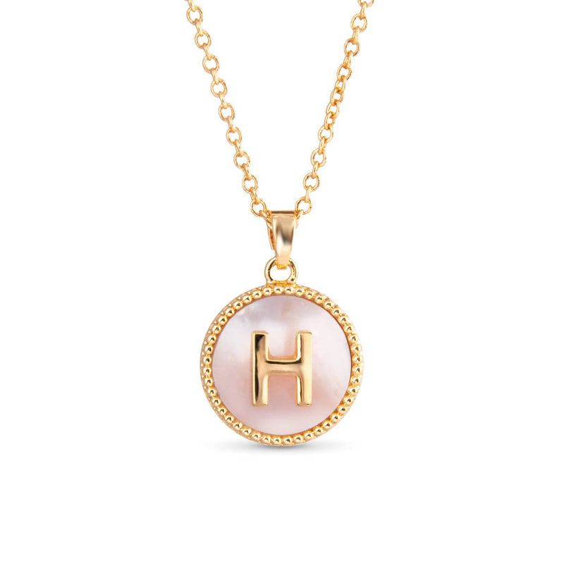 AMANDA BLU - GOLD MOTHER OF PEARL INITIAL NECKLACE - H - 18K GOLD DIPPED-Amanda Blu-Sissy Boutique