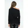 MADE IN USA BLACK BRUSHED KNIT OFF THE SHOULDER TOP-Renee C.-Sissy Boutique