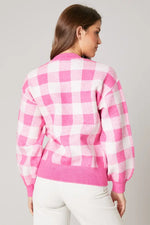 FAREWELL GINGHAM PINK AND WHITE PULLOVER SWEATER-Sugarlips-Sissy Boutique