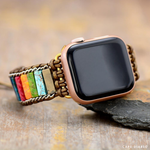 Chakra Energy Stones (Emperor Jasper, Howlite & Crystal) and Genuine Leather Apple Watch Bands Sissy Boutique