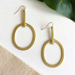 Elongated Gold Hoop and Bar Earrings Sissy Boutique