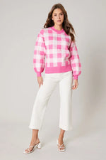Farewell Gingham Pink and White Pullover Sweater Sugarlips