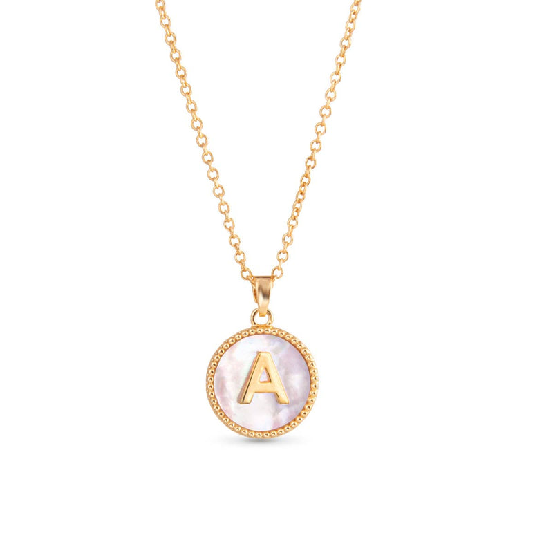 AMANDA BLU - GOLD MOTHER OF PEARL INITIAL NECKLACE - A - 18K GOLD DIPPED-Amanda Blu-Sissy Boutique