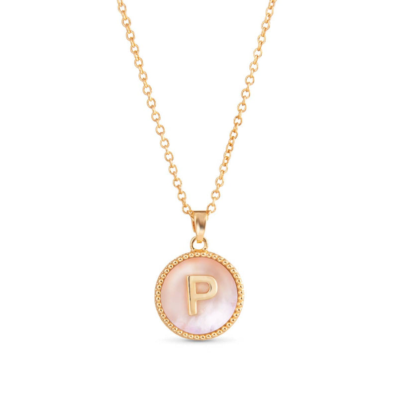 AMANDA BLU - GOLD MOTHER OF PEARL INITIAL NECKLACE - P - 18K GOLD DIPPED-Amanda Blu-Sissy Boutique