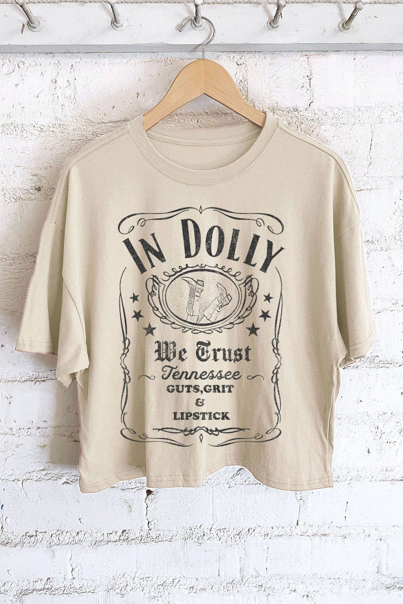 IN DOLLY WE TRUST IVORY GRAPHIC CROP TOP-Sissy Boutique-Sissy Boutique