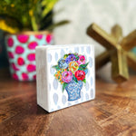 Audra Style | Colorful Bouquet Wood Block Floral Decor Sign 5.5"x5.5" Audra Style
