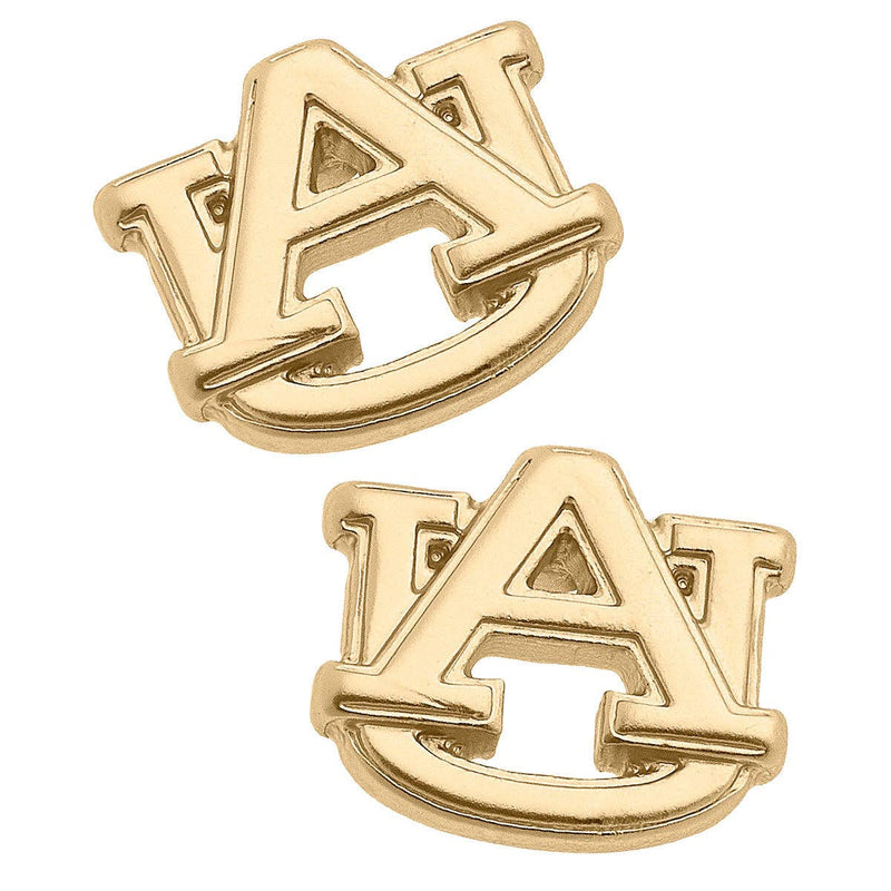 AUBURN TIGERS 24K GOLD PLATED STUD EARRINGS-CANVAS Style-Sissy Boutique