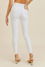 WHITE HIGH RISE FRAYED HEM SKINNY JEAN-Just USA-Sissy Boutique