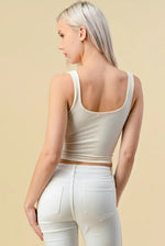 Ivory Ribbed Round Crop Tank Top Sissy Boutique