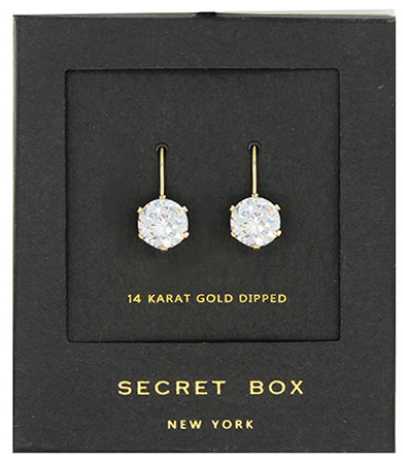 SECRET BOX 14K YELLOW GOLD DIPPED CZ DROP EARRINGS-Sissy Boutique-Sissy Boutique