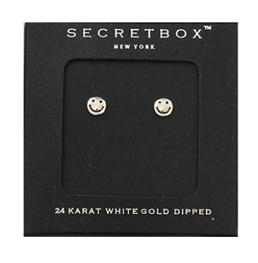 Secret Box Silver Dipped Smiley Face Studs 5 MM Secret Box