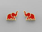 Bama Elephant Red And Gold Studs-Sissy Boutique-Sissy Boutique