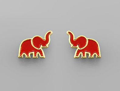 Bama Elephant Red and Gold Studs Sissy Boutique