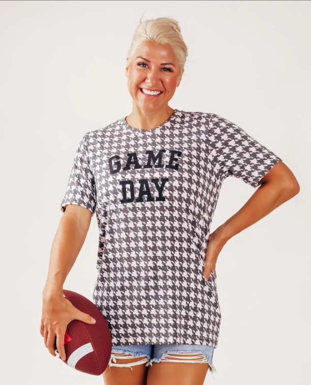 HOUNDSTOOTH GAME DAY ALABAMA TEE!-Sissy Boutique-Sissy Boutique