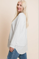 PLUS LIGHT GREY SUPER SOFT BOAT NECK ATHLETIC STYLE PULLOVER TUNIC-Sissy Boutique-Sissy Boutique