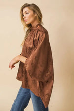 BROWN JACQUARD OVERSIZED TUNIC/TOP-Sissy Boutique-Sissy Boutique