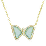 MINI BUTTERFLY NECKLACE IN AQUA GREEN|KAMARIA-Kamaria Jewelry-Sissy Boutique