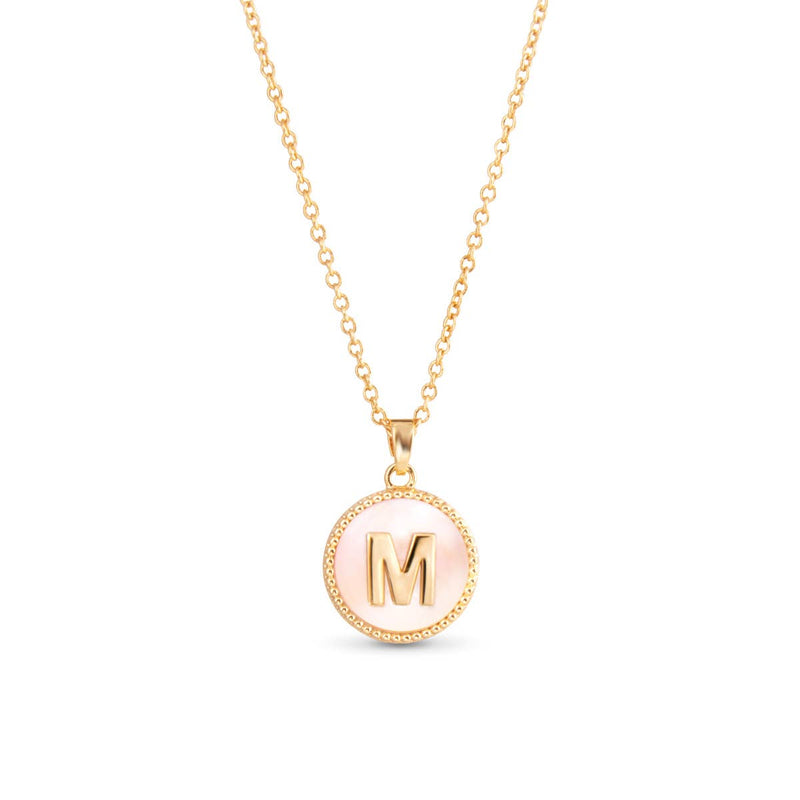 AMANDA BLU - GOLD MOTHER OF PEARL INITIAL NECKLACE - M - 18K GOLD DIPPED-Amanda Blu-Sissy Boutique