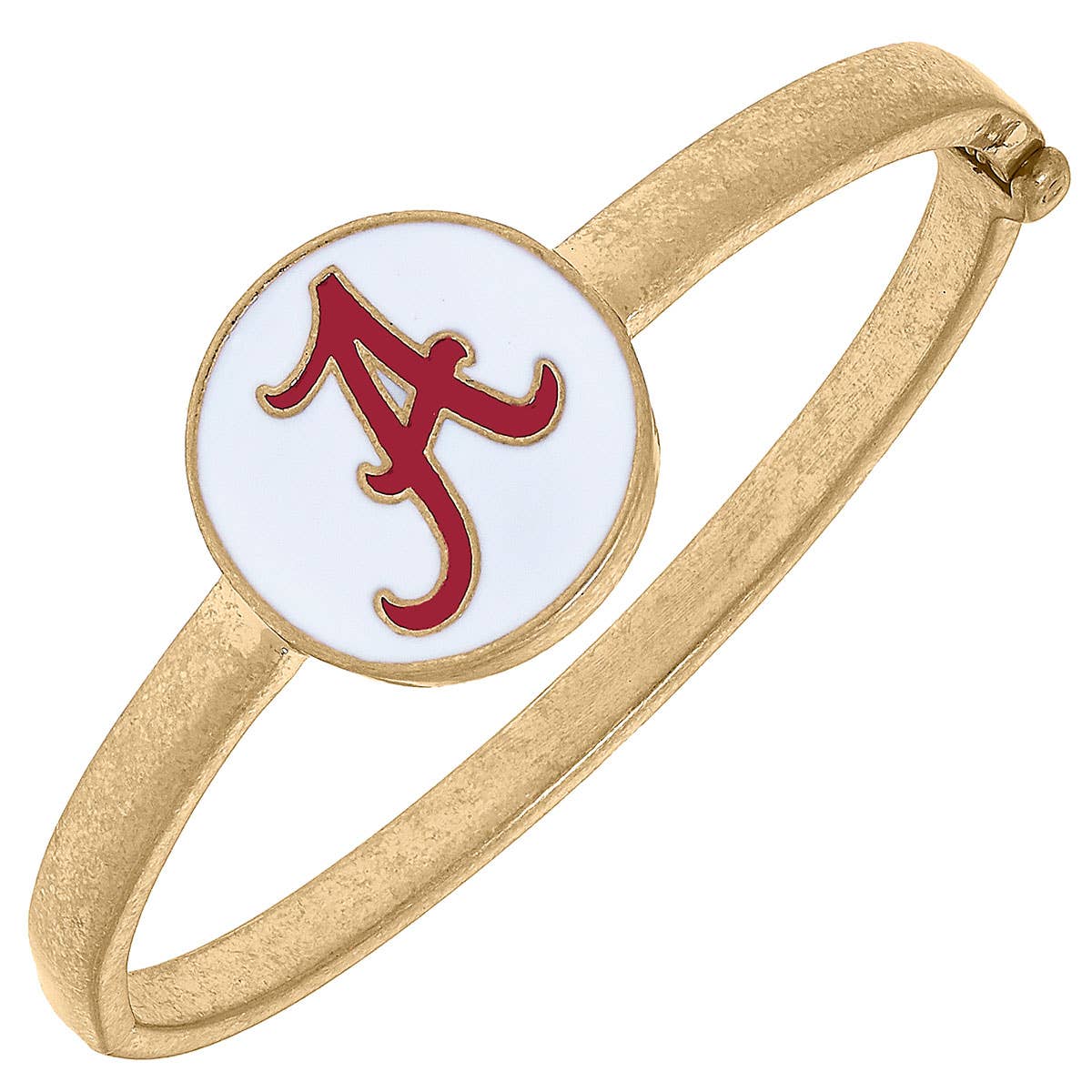 ALABAMA CRIMSON TIDE ENAMEL STATEMENT HINGE BANGLE IN WHITE | CANVAS Style