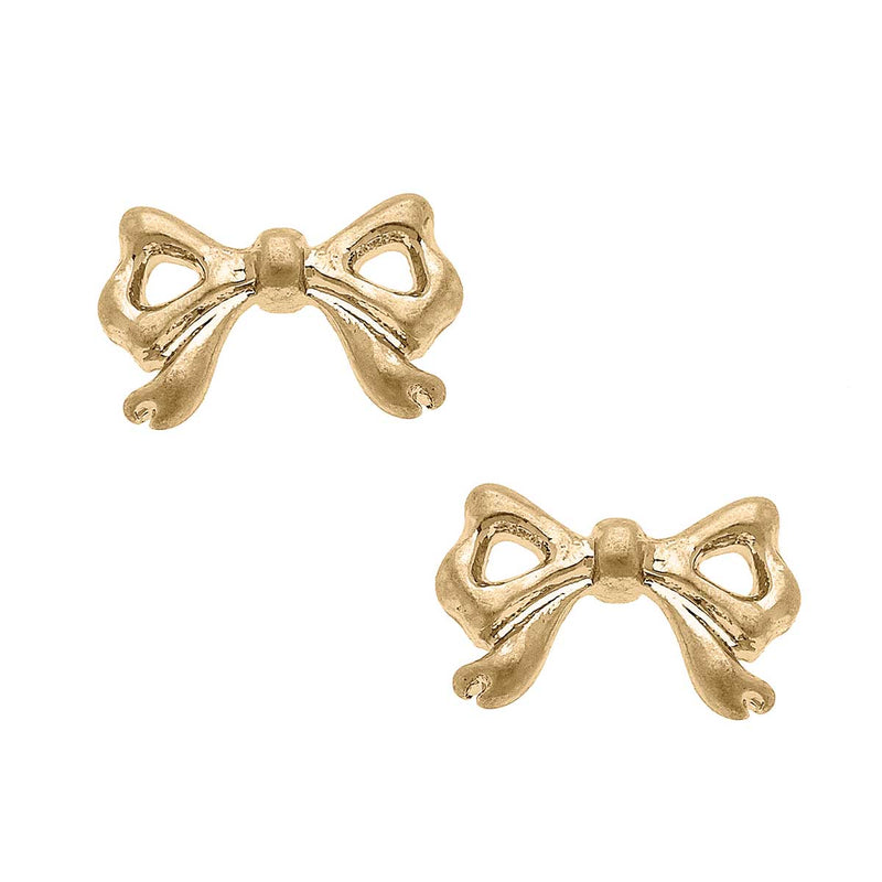 CANVAS STYLE - CALLIE BOW STUD EARRINGS IN WORN GOLD-Canvas Style-Sissy Boutique
