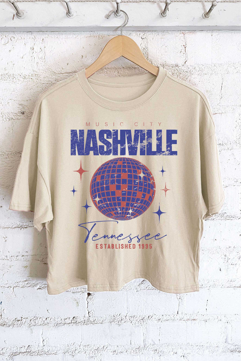 NASHVILLE DISCO BALL GRAPHIC LONG CROP TOP-Sissy Boutique-Sissy Boutique