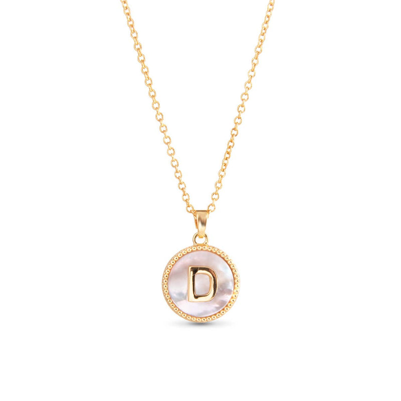AMANDA BLU - GOLD MOTHER OF PEARL INITIAL NECKLACE - D - 18K GOLD DIPPED-Amanda Blu-Sissy Boutique
