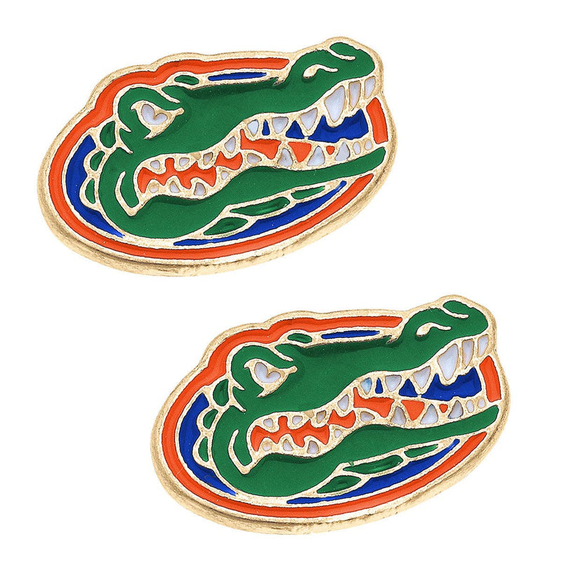 Florida Gators Enamel Stud Earrings in Green/Blue/Orange CANVAS Style