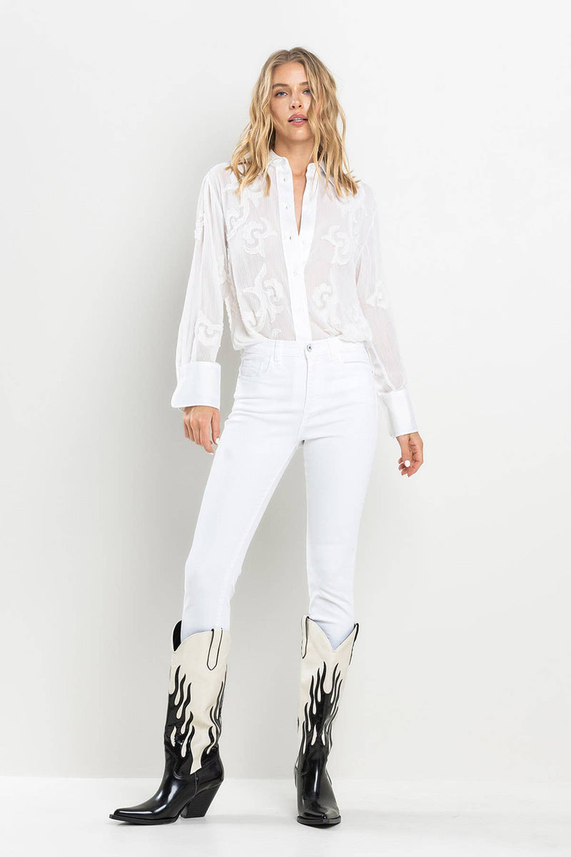 HIGH RISE CLASSIC SOLID WHITE SKINNY JEANS SP-P11535 SneakPeek