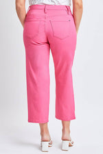 BUBBLE GUM PINK "ROYALTY FOR ME" MISSY HIGH-RISE HYPERSTRETCH WIDE LEG CROP JEANS-Royalty for Me-Sissy Boutique