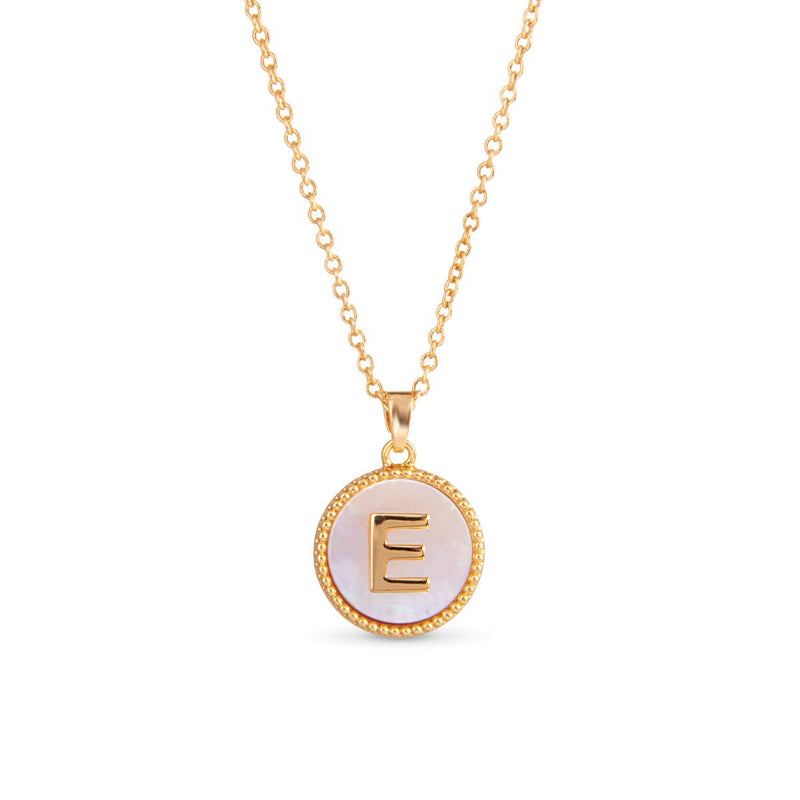AMANDA BLU - GOLD MOTHER OF PEARL INITIAL NECKLACE - E - 18K GOLD DIPPED A-Amanda Blu-Sissy Boutique