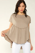TAUPE BABY DOLL WASHED COTTON JERSEY TOP-FSL Apparel-Sissy Boutique