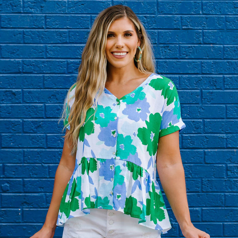 EMMA TOP SWEETEN THE DAY BLUE| MICHELLE MCDOWELL-Michelle McDowell-Sissy Boutique