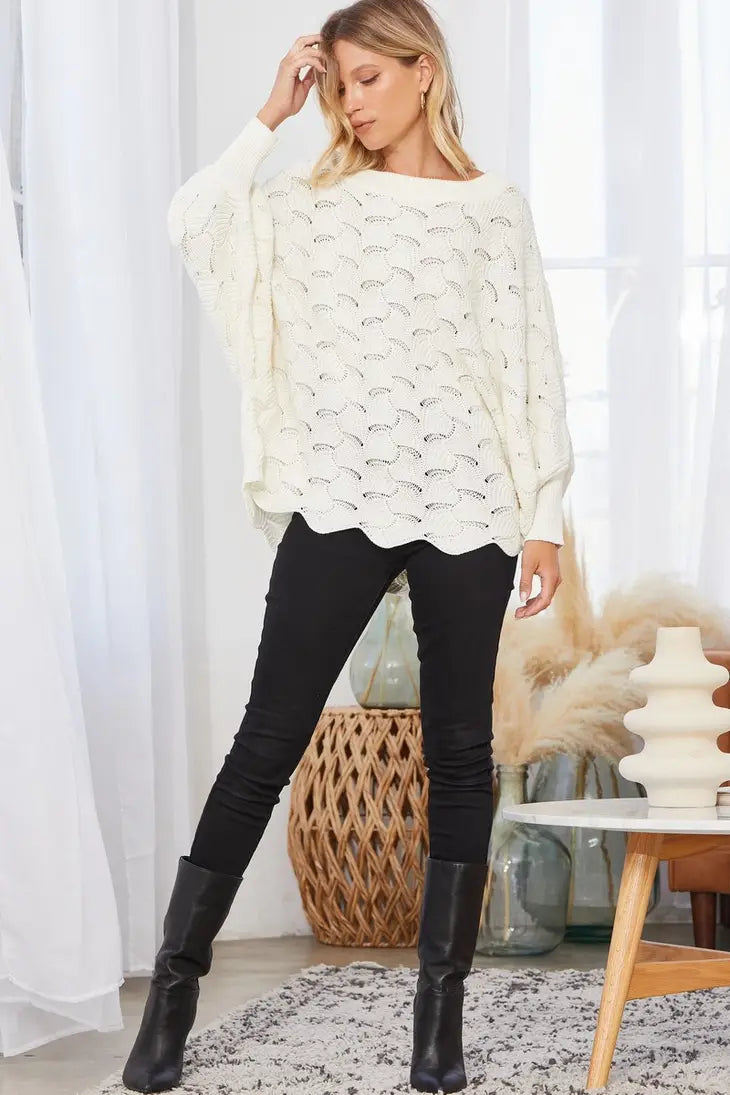 Oversized Dolman Sleeves Ivory Sweater Andrée by Unit
