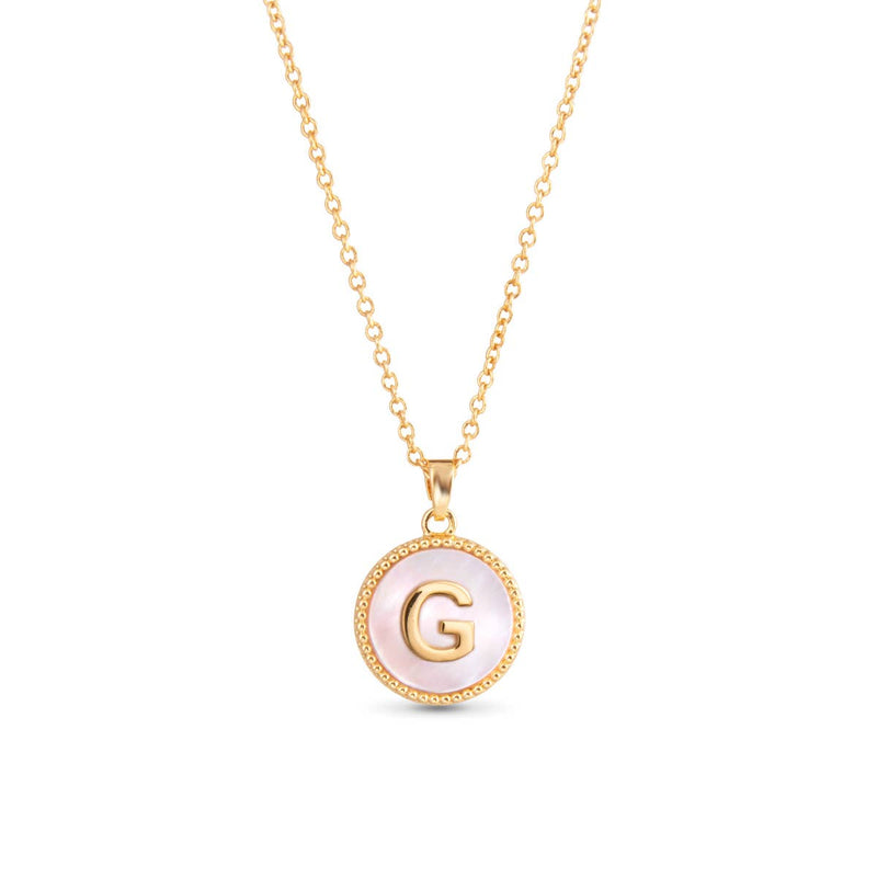 AMANDA BLU - GOLD MOTHER OF PEARL INITIAL NECKLACE - G - 18K GOLD DIPPED-Amanda Blu-Sissy Boutique
