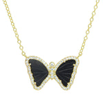 MINI BUTTERFLY NECKLACE IN BLACK ONYX|KAMARIA-Kamaria Jewelry-Sissy Boutique