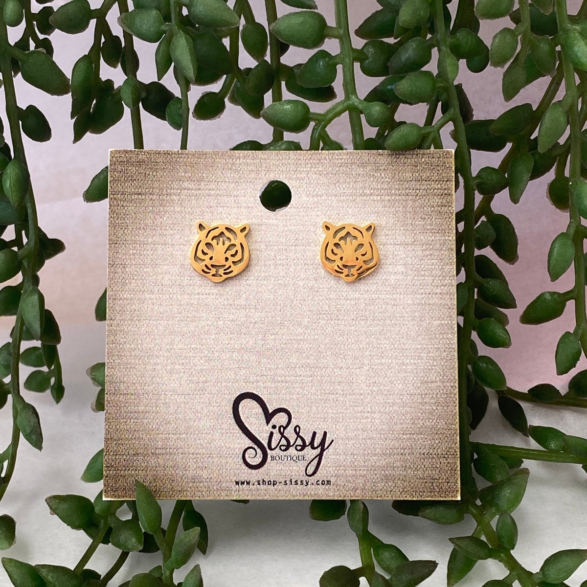 GOLD TIGER STUD EARRINGS | Sissy Boutique