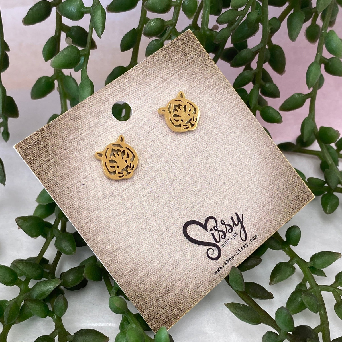 GOLD TIGER STUD EARRINGS | Sissy Boutique