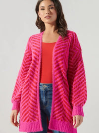 HOT PINK AND RED CHESHIRE CHEVRON EYELASH CARDIGAN | Sugarlips