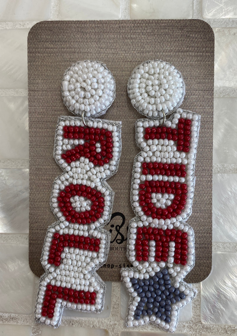 “ROLL TIDE WITH STAR” SEED BEAD EARRINGS-Sissy Boutique-Sissy Boutique