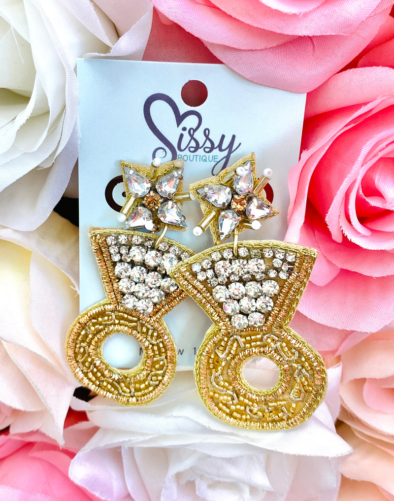 DIAMOND RING SEEDBEAD EARRINGS-Sissy Boutique-Sissy Boutique
