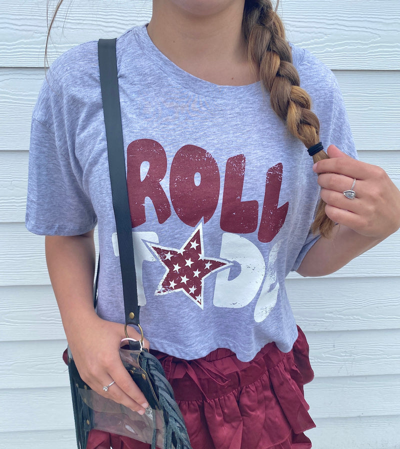 Roll Tide Heather Gray Crop Top Sissy Boutique